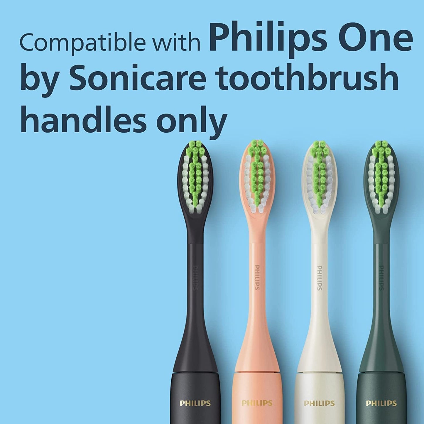 Philips One by Sonicare Ersatzbürstenköpfe, 2er-Pack, Schwarz, Kompatibel mit Philips One elektrische Zahnbürste, BH1022/06