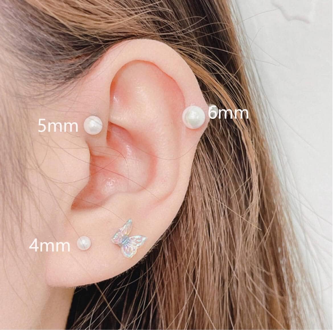 Tiny Pearl Screw Back Stud Earrings for Women and Toddlers