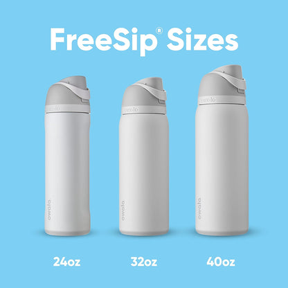 Owala FreeSip Isolierte Edelstahl-Wasserflasche mit Strohhalm für Sport und Reisen, BPA-frei, 710 ml, Shy Marshmallow