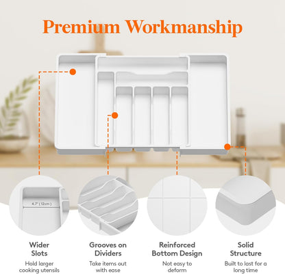 Lifewit Besteck Organizer, erweiterbarer Utensilien Organizer für die Küche, Utensilienhalter, verstellbarer Besteckkasten Schubladen Organizer für Löffel, Messer, Küchen Organizer und Aufbewahrung, Schwarz