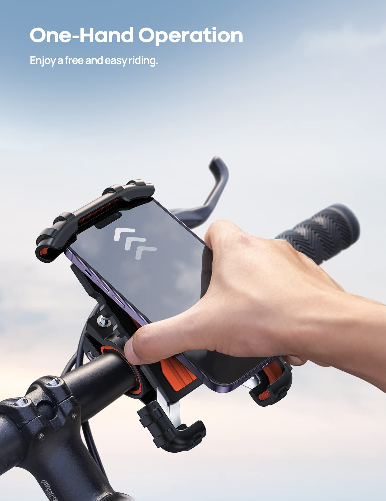 Lamicall Bike Phone Holder, Motorcycle Mount - Motorcycle Phone Holder, Handlebar Cell Phone Clamp, E-Bike Scooter Phone Clip for iPhone 17 Air Pro Max, 16 15 Plus, S20, 4.7 to 6.8" Smartphones
