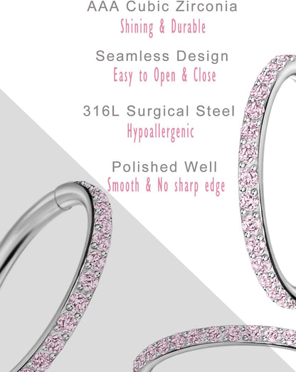 TDEBA Conch Piercing Schmuck, 316L Chirurgenstahl Segment Nasenring, CZ Knorpel Ohrringe, Lippenring, Segment Helix Rook Nahtloser Clicker Piercing Schmuck