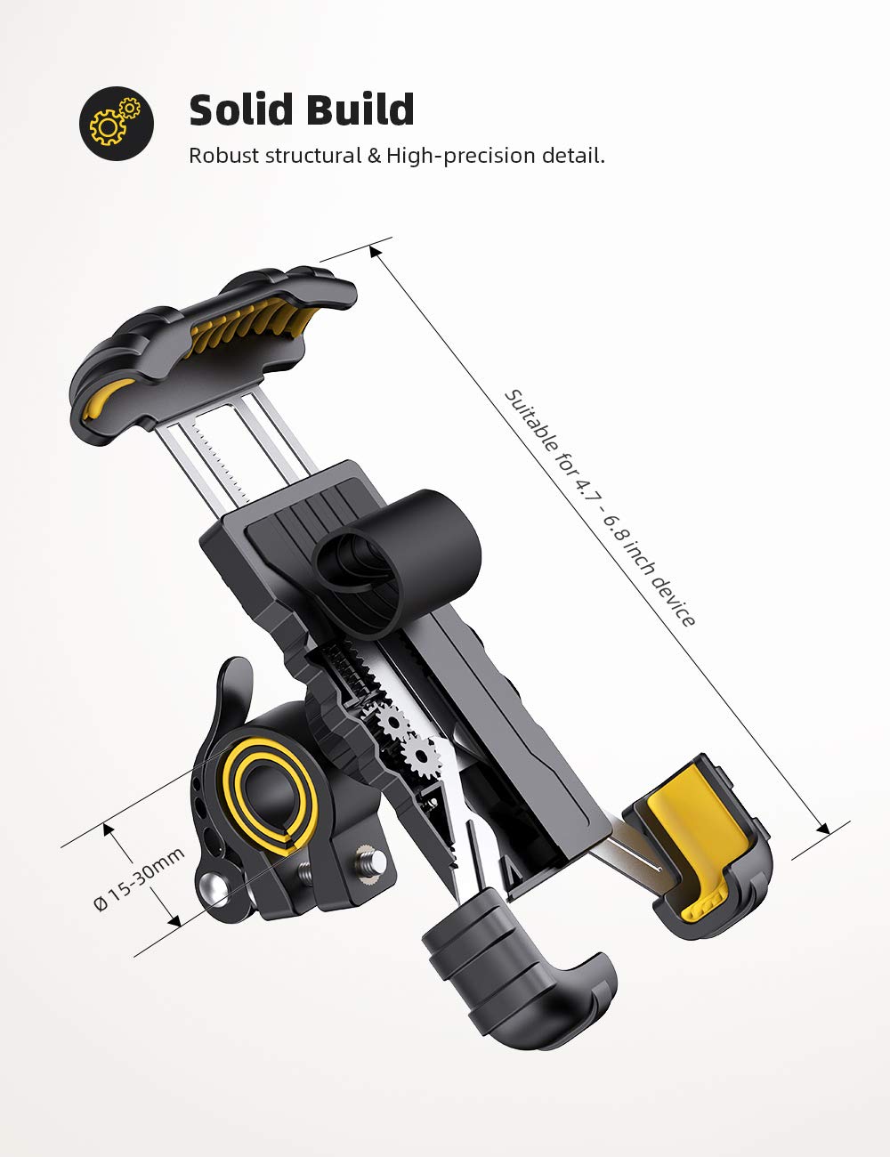Lamicall Fahrrad Handyhalterung Motorrad Halterung - Motorrad Handyhalterung, Lenker Handy Klemme, Roller Handyclip Geschenke für iPhone 17 Air Pro Max, 16 15 Plus, S20, 4.7 bis 6.8 Zoll Smartphones