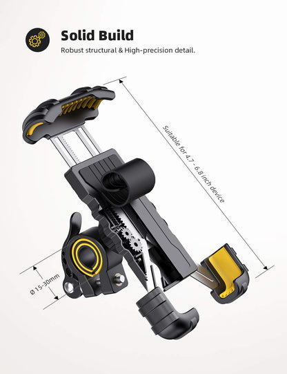 Lamicall Bike Phone Holder, Motorcycle Mount - Motorcycle Phone Holder, Handlebar Cell Phone Clamp, E-Bike Scooter Phone Clip for iPhone 17 Air Pro Max, 16 15 Plus, S20, 4.7 to 6.8" Smartphones