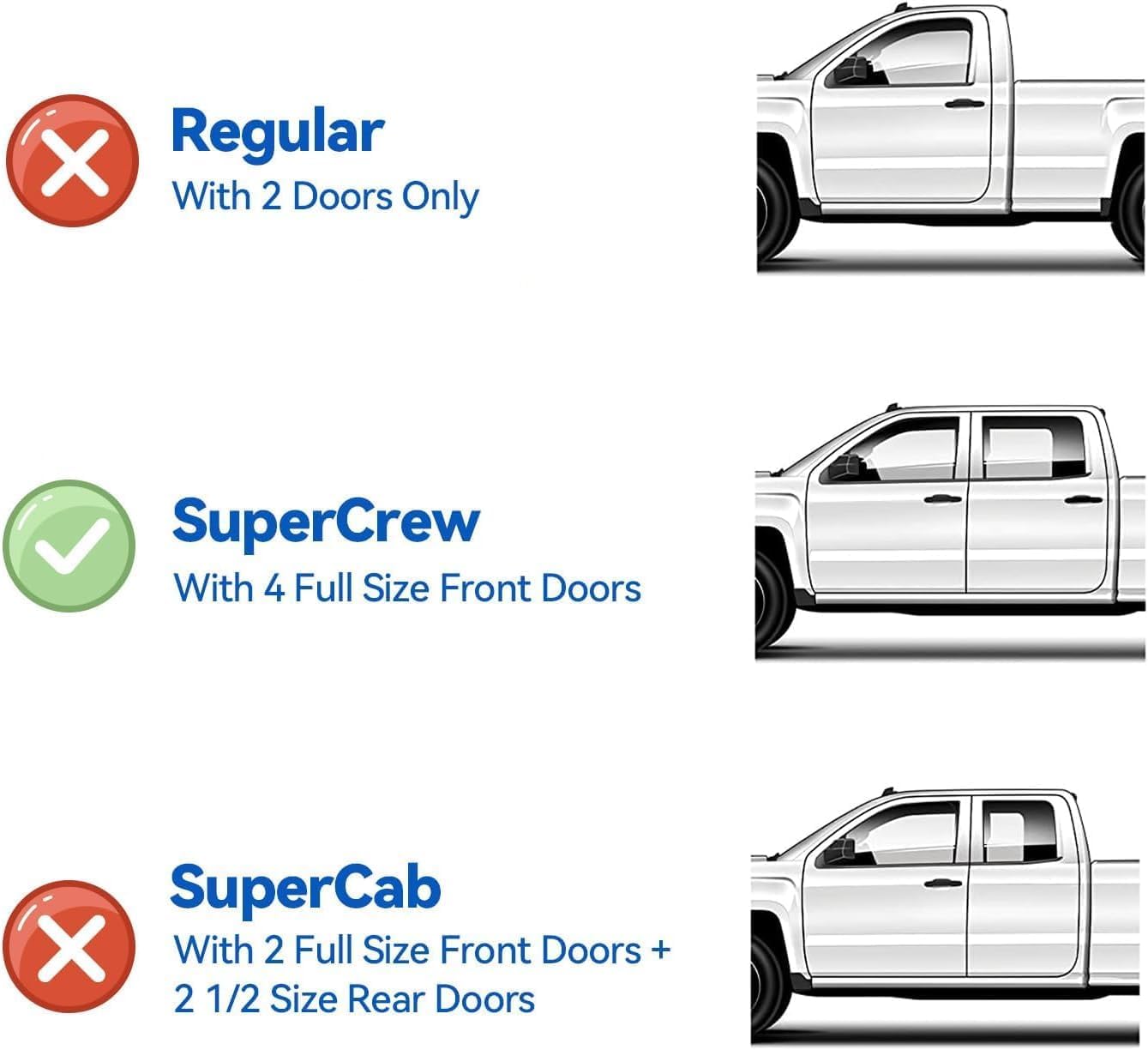 Window Visors Rain Guards for 2015-2026 Ford F150 SuperCrew & 2017-2026 F-150 Raptor F250 F350 F450 F550 Super Duty Crew Cab, Out-Channel Window Vent Deflectors Visors Shades Protectors