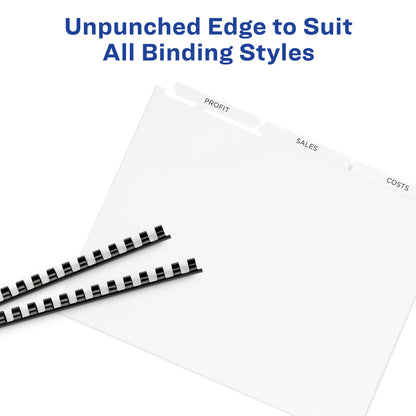 Avery 8 Tab Unpunched Dividers for Use with Any Binding System, Easy Print & Apply Clear Label Strip, Index Maker Customizable White Tabs, 150 Sets Total (6 Packs of 11444)