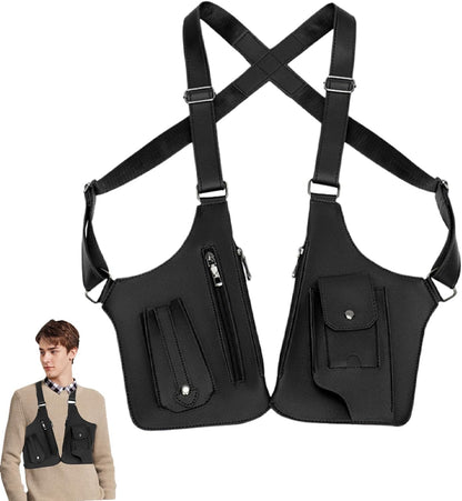 Herren Anti-Achseltasche – Verstellbare Handytasche | Schultertasche aus PU-Leder, diebstahlsicheres Geschirr, doppelt