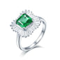 AmDxD White Gold Rings for Women, Anniversary Ring for Wife Halo Ring 1.5ct Emerald with 0.73ct Diamond Birthday Gifts | Valentine Gifts