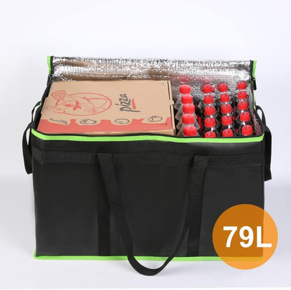 Bodaon Isolierte Essensliefertasche - Warm- & Kalthaltetransporttasche, Catering/Doordash Pizzawärmer, Einkaufstasche, Kühltasche für Partys (Schwarz-Rot, 1 St.), Ideal für den Transport warmer Speisen