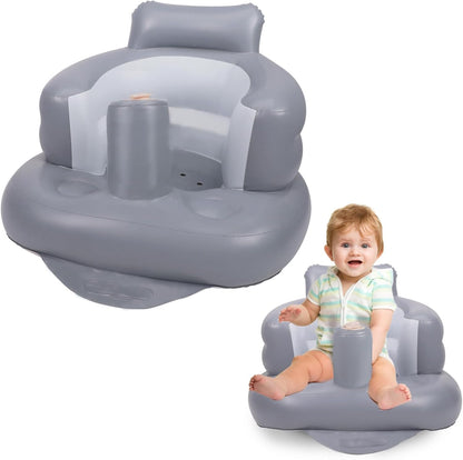 Aufblasbarer Babysitz, aufblasbarer Babystuhl für Babys ab 3 Monaten, aufblasbarer Sommerstuhl mit integrierter Luftpumpe, Baby-Bodensitz zum Sitzenlernen, Spielen, Campen, Orange