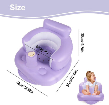 Aufblasbarer Babysitz, aufblasbarer Babystuhl für Babys ab 3 Monaten, aufblasbarer Sommerstuhl mit integrierter Luftpumpe, Baby-Bodensitz zum Sitzenlernen, Spielen, Campen, Orange