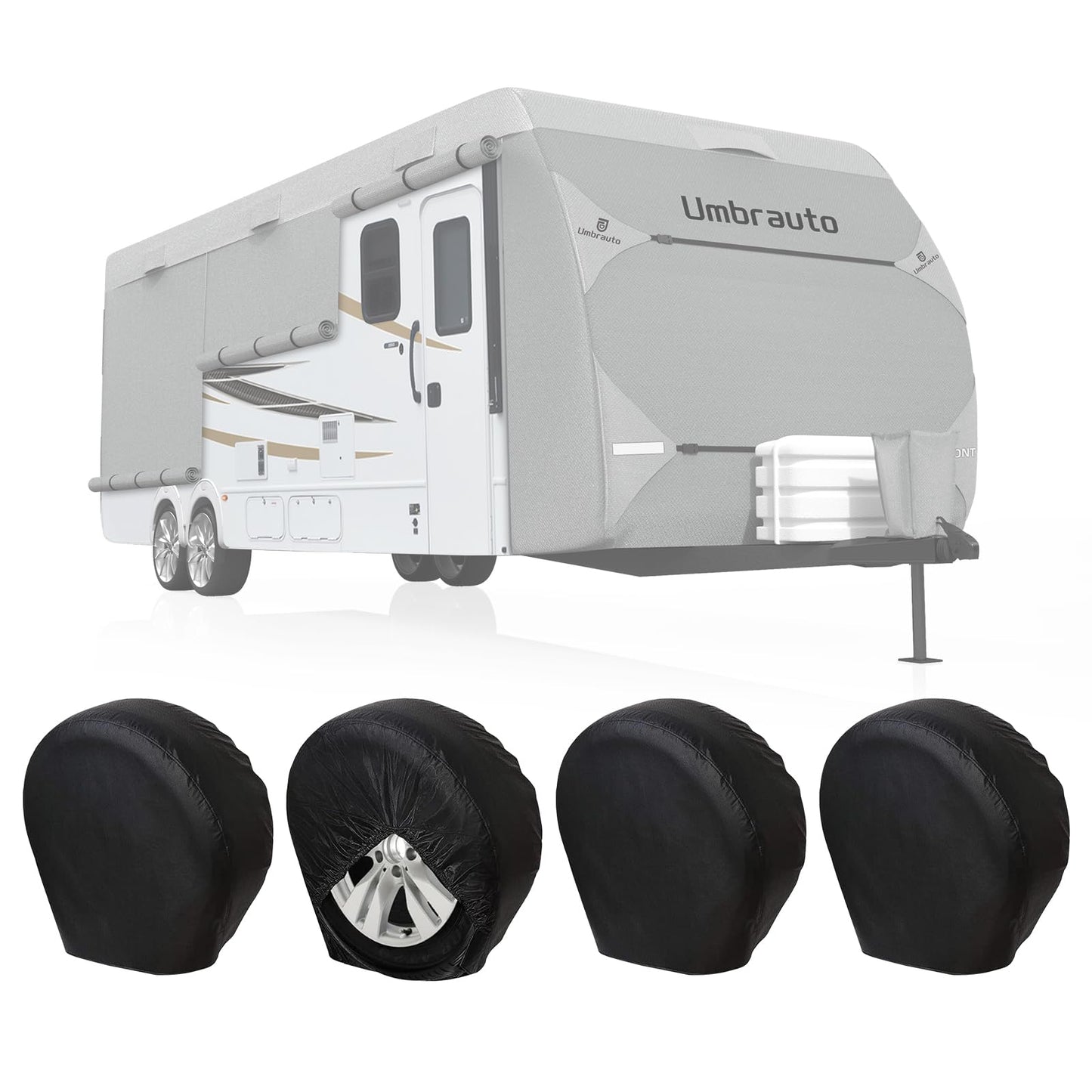 Umbrauto Class C RV Cover Fits 29-32’, Class C Motorhome Camper Cover, Heavy Duty 7 Layers Top Windproof Breathable RV Cover with 3Pcs Extra Straps, Adhesive Repair Patches, 6 Gutter Covers