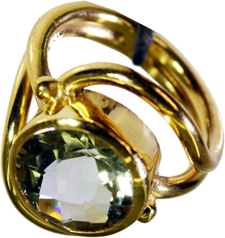 Genuine Green Amethyst Gold Plated Rings for Women Indian Fashion Jewelry Gift Gemstone