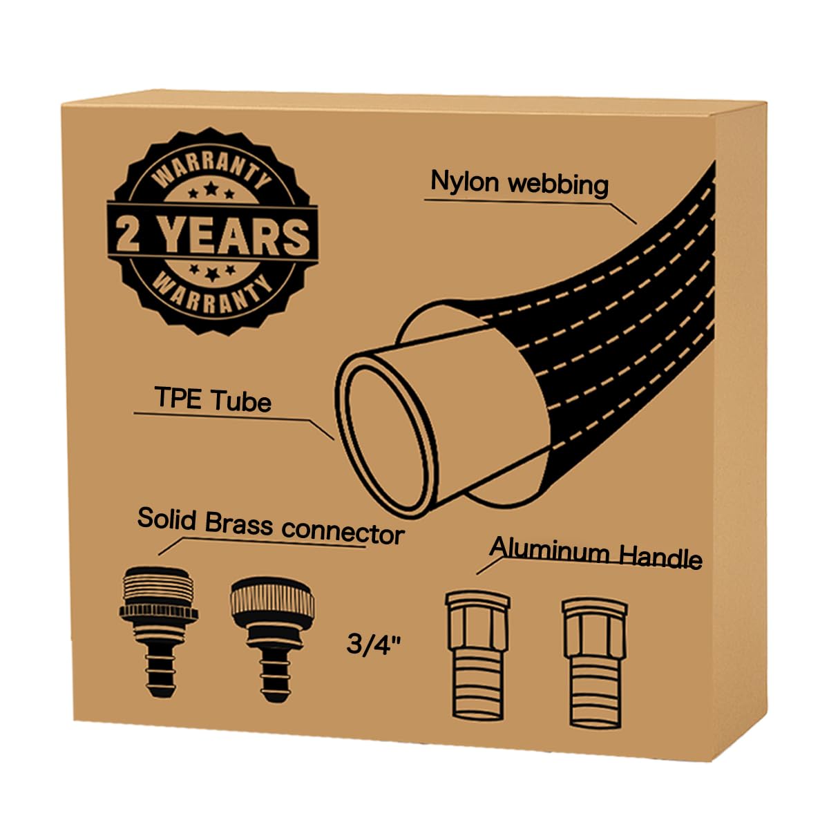 50FT Flexible Garden Hose & 10Modes Nozzle,None Expanding Lightweight Water Hose,Kink-Free,All-Weather 3/4 in. Hose for RV,Boat,Car Wash,Garden,Yard,Camper,Outdoor (Orange-Black, 50 Feet)