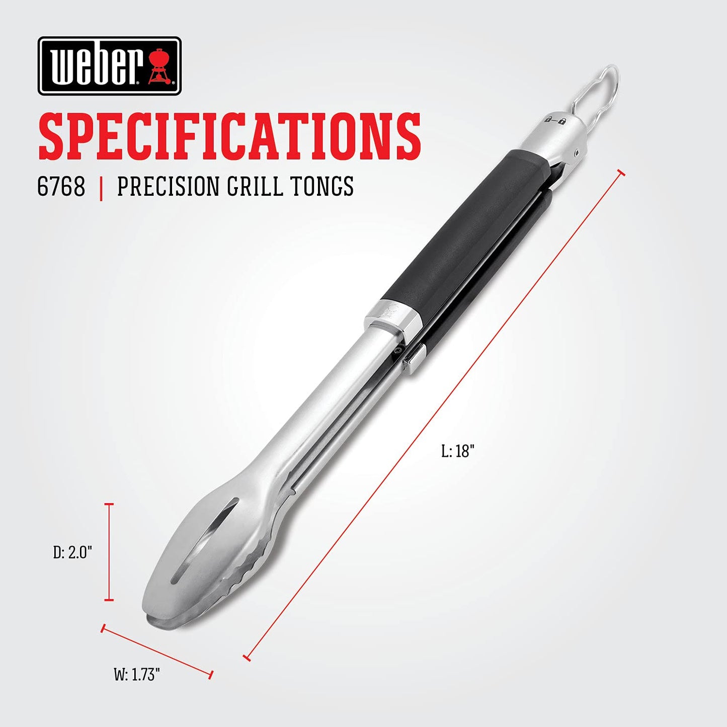 Weber Precision 3‑Piece Grilling Tool Set – Stainless Steel Tongs, Spatula & Silicone Basting Brush with Non‑Slip Handles and Hands‑Free Locking - Grill Accessory Kit