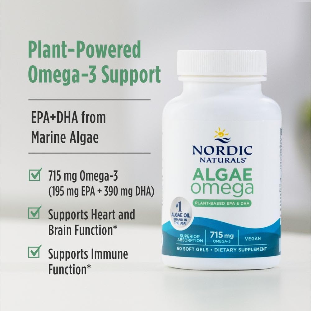 Nordic Naturals Algae Omega, 715mg Omega 3, 120 softgels