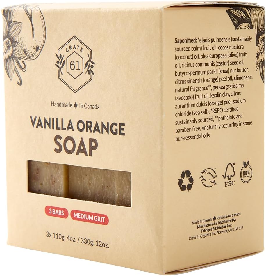 CRATE 61 ORGANICS Vegane Naturseife, handgemachte Seife mit hochwertigen ätherischen Ölen, kaltgepresst für Gesicht und Körper für Männer und Frauen, 3er-Pack (4 oz, Riegel) (Eucamint)