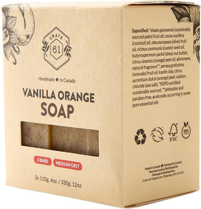 CRATE 61 ORGANICS Vegane Naturseife, handgemachte Seife mit hochwertigen ätherischen Ölen, kaltgepresst für Gesicht und Körper für Männer und Frauen, 3er-Pack (4 oz, Riegel) (Eucamint)