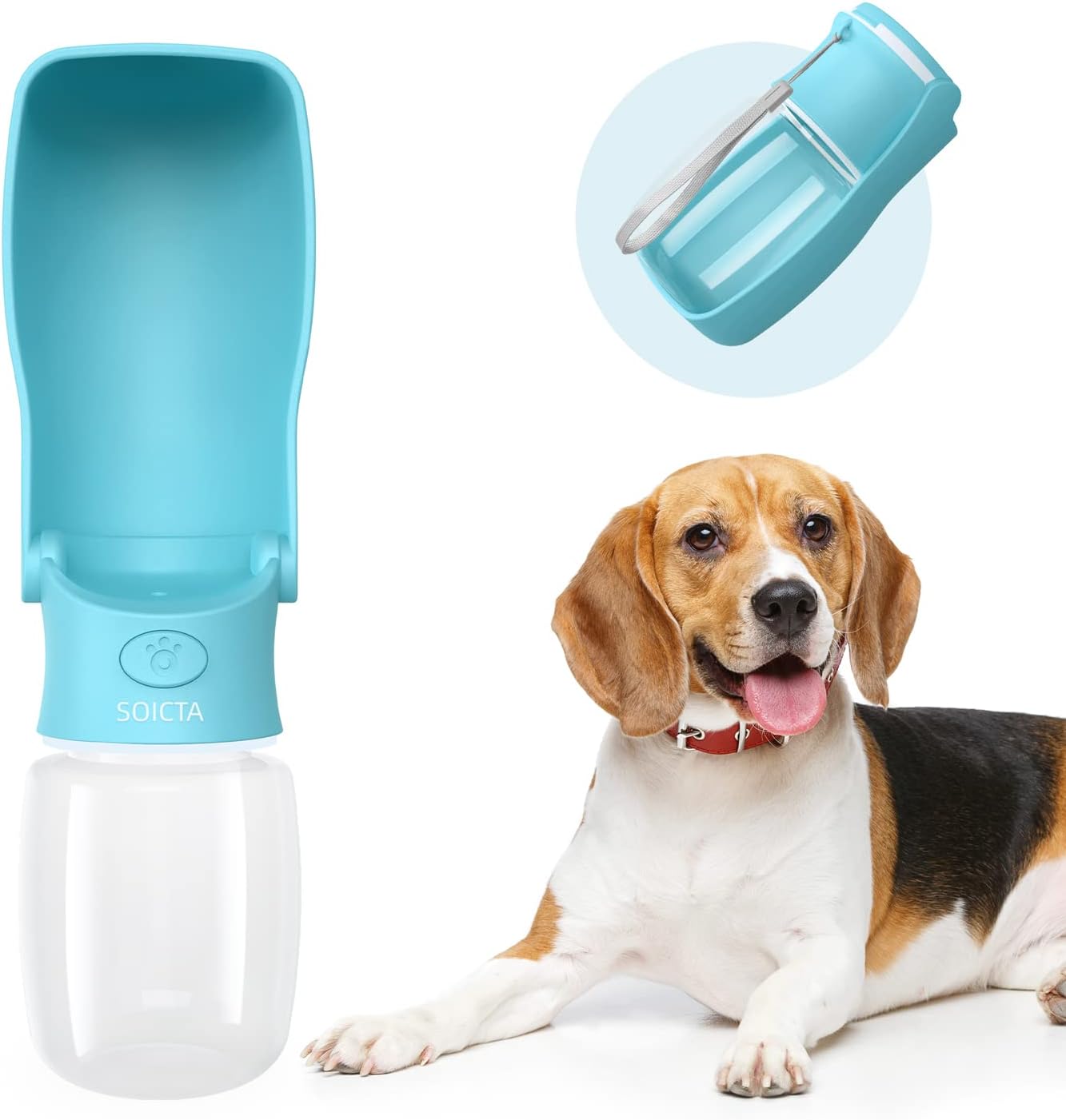 SOICTA Portable Dog Small Animals Water Bottle for Walking 19 OZ or 12 OZ Pet Water Bottles for Puppy Medium Large Dogs Little Animals Water Dispenser Dog Small Animals Water Bowl
