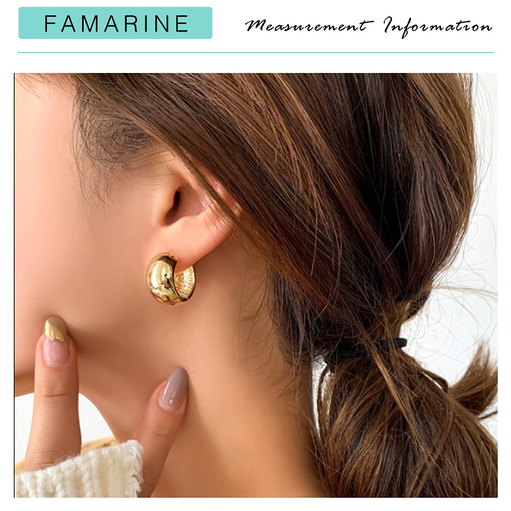 FAMARINE Gold Chunky Creolen für Damen, 0,8 Zoll Gold Creolen Huggie Ohrringe für Herren