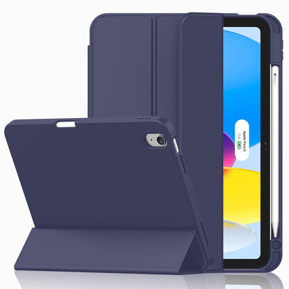 iMieet Case for iPad (A16)/iPad 10th Generation [11-Inch 2025/10.9 Inch 2022], Trifold Stand Smart Cover with Pencil Holder and Soft TPU Back, Supports Touch ID(Black)
