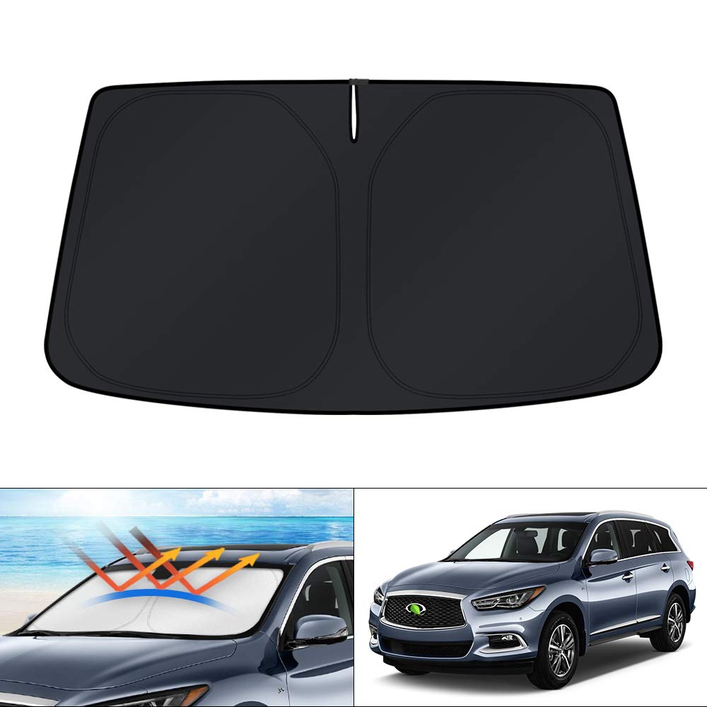 KUST Windshield Sun Shade for 2017-2026 Tesla Model Y/Model 3 Sunshade Accessories (Fit 2025-2026 Model Y Juniper / 2024 Model 3 Highland) Upgraded Foldable Sunshade, Blocks UV Rays Keep Car Cool