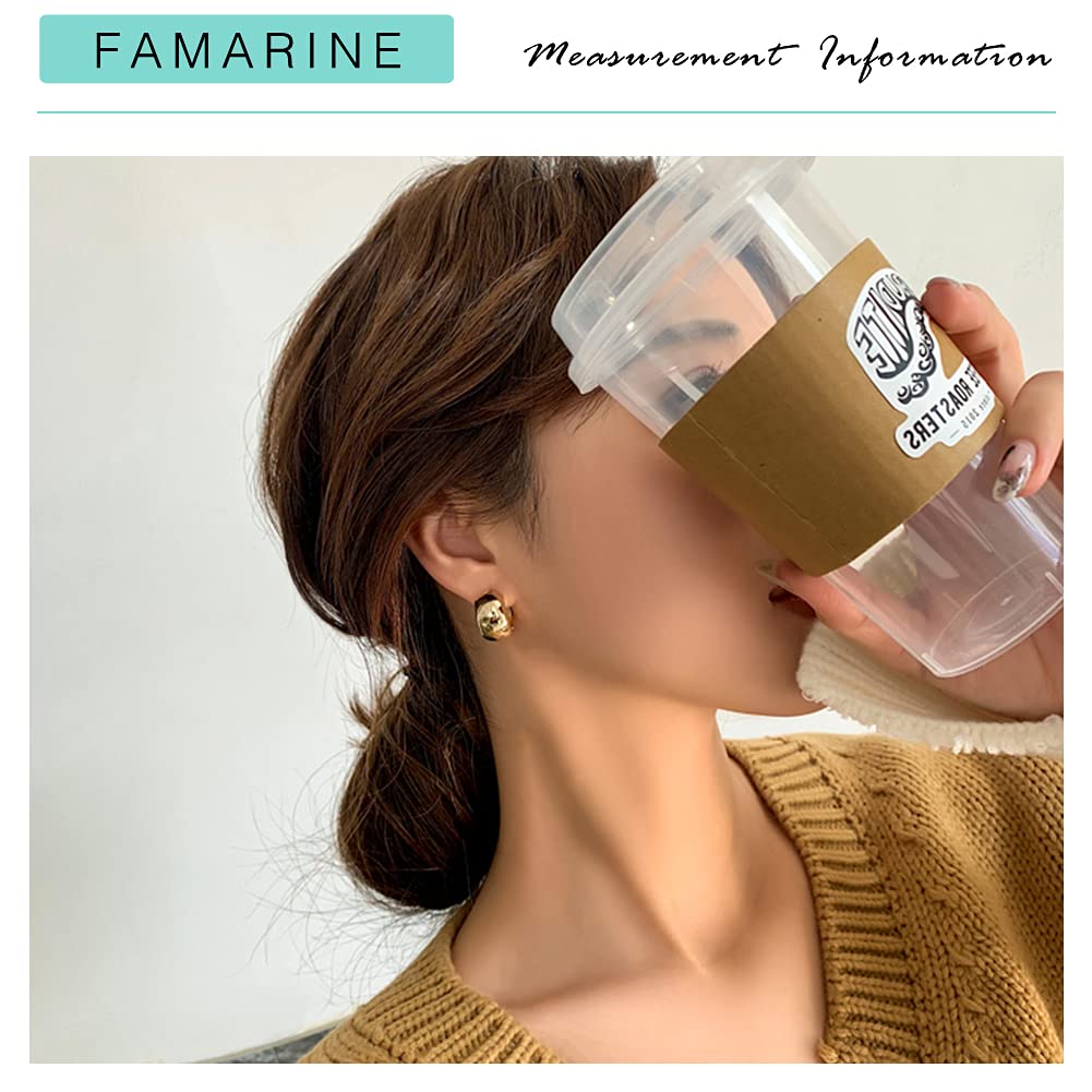 FAMARINE Gold Chunky Creolen für Damen, 0,8 Zoll Gold Creolen Huggie Ohrringe für Herren