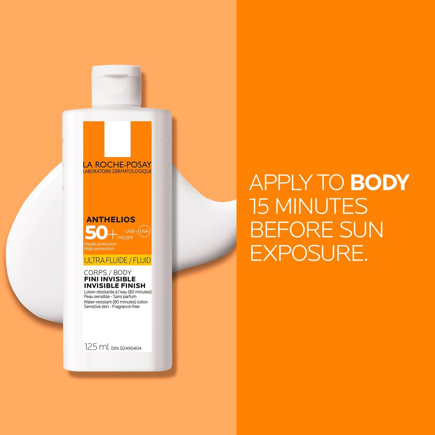 La Roche Posay Anthelios Ultra Fluid Face & Body Sunscreen SPF 50+, High UVA UVB Protection, Invisible Matte Finish, Water & Sweat Resistant, Fragrance Free, Recommended by Dermatologists
