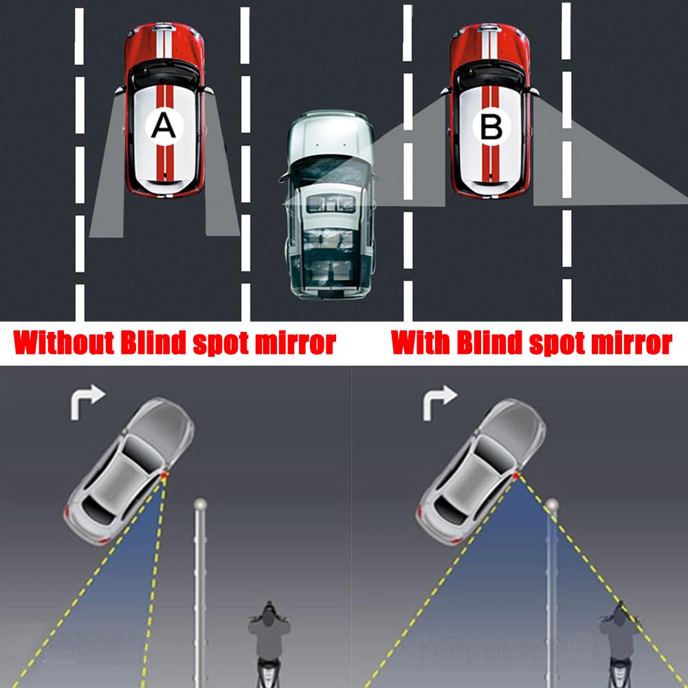 Ampper Blind Spot Mirror, 2" Round HD Glass Frameless Convex Rear View Mirror, Pack of 2