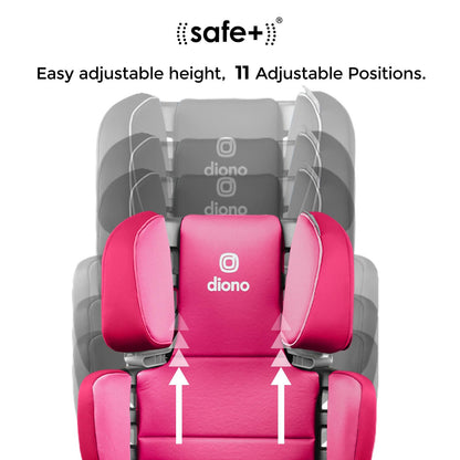 Diono Connect3 RXT 2-in-1 High Back Booster, Slim Fit 3-Across in Many Mid-Sized Sedans and SUVs, for Children from 40-120 lbs., Lightweight with Latch, Black Storm