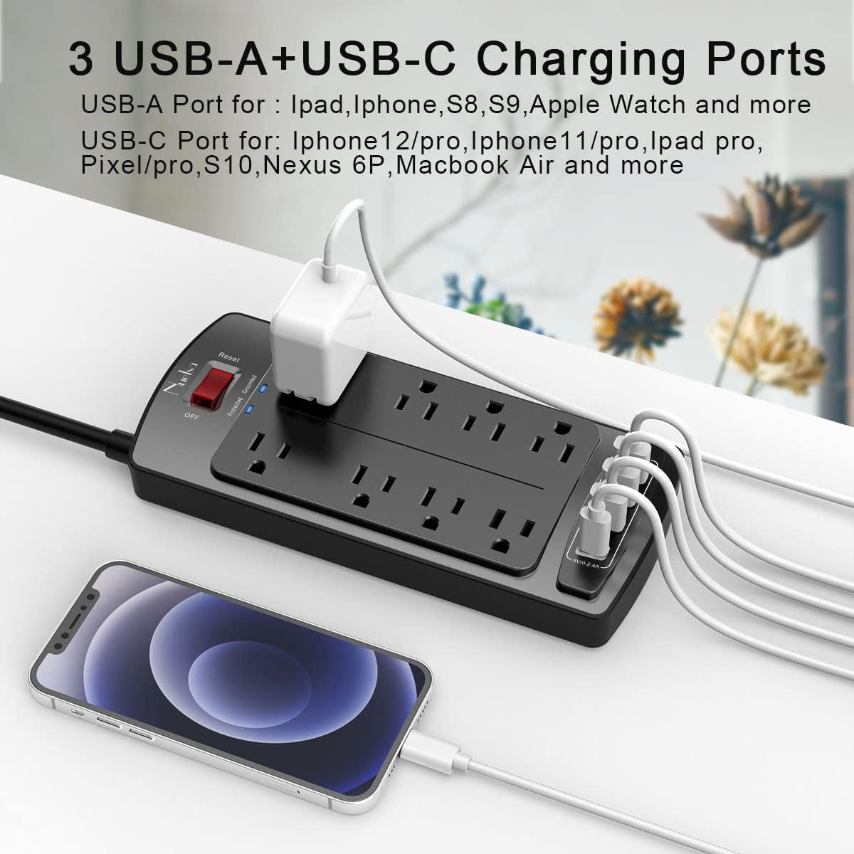 Surge Protector Power Strip - Nuetsa Flat Plug Extension Cord Review