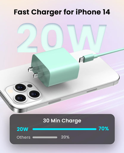 iPhone Ladegerät Schnelllade-2er-Pack Typ C Wandladegerät mit 2er-Pack [1,8 m & 3 m] langem USB C auf Lightning Kabel für iPhone 14/13/12/12 Pro Max/11/Xs Max/XR/X, AirPods Pro