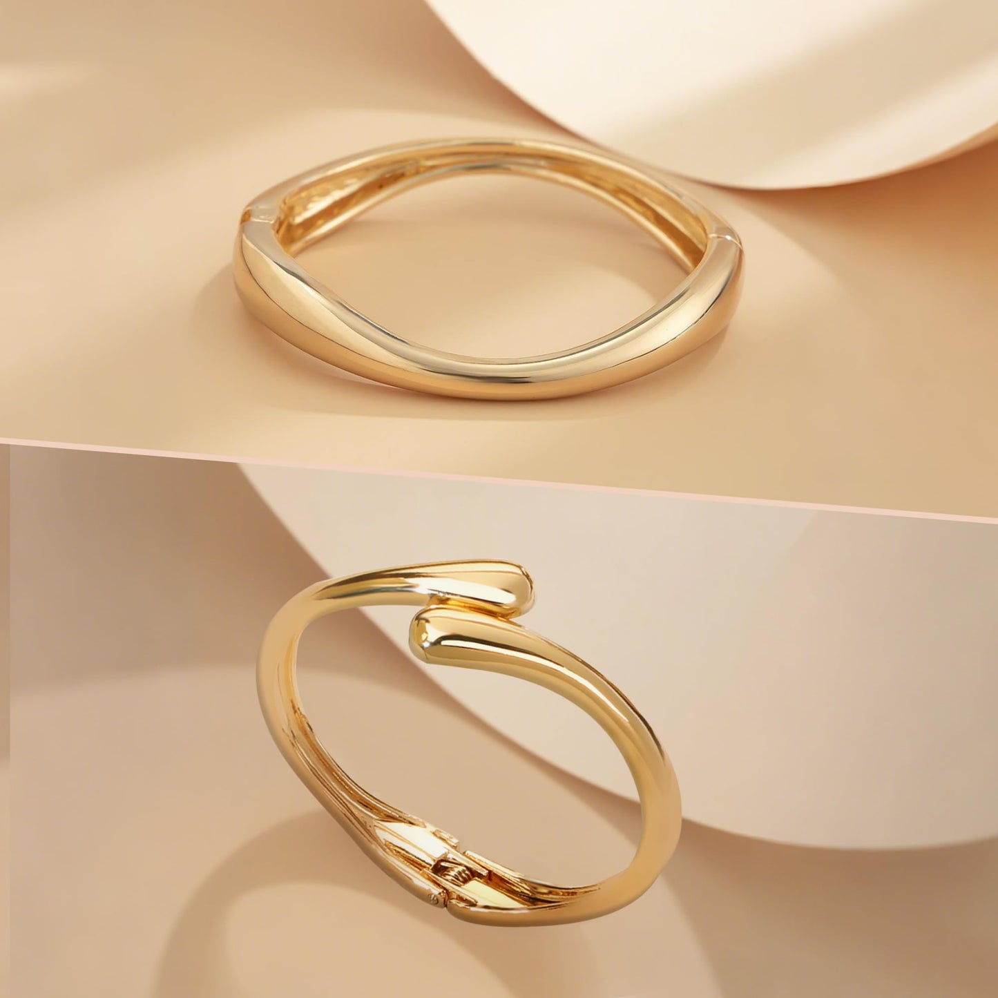 PEALICIOUS 2 STÜCK Gold Armmanschette für Damen, Arm Cuff Gold Minimalistisches Oberarmarmband für Mädchen, Stapelbare Armbandmanschetten, Verstellbare Armreifen Offen als Boho Valentinstag Schmuck Strand Sommer Geschenke