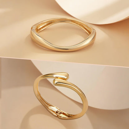 PEALICIOUS 2 STÜCK Gold Armmanschette für Damen, Arm Cuff Gold Minimalistisches Oberarmarmband für Mädchen, Stapelbare Armbandmanschetten, Verstellbare Armreifen Offen als Boho Valentinstag Schmuck Strand Sommer Geschenke