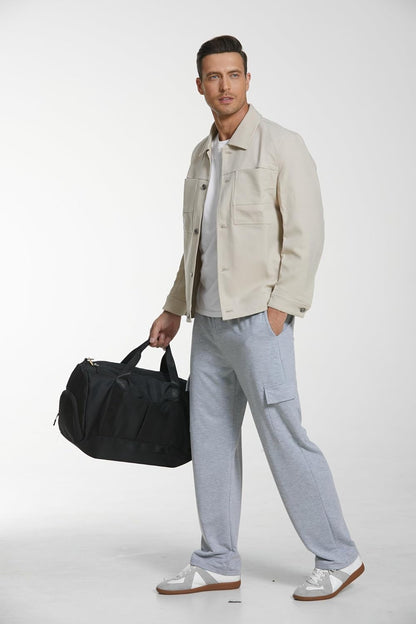 Deyeek Herren Cargo Jogginghose Open Bottom Baggy Leichte Cargo Sweatpants für Männer Locker sitzende Freizeithose mit Taschen