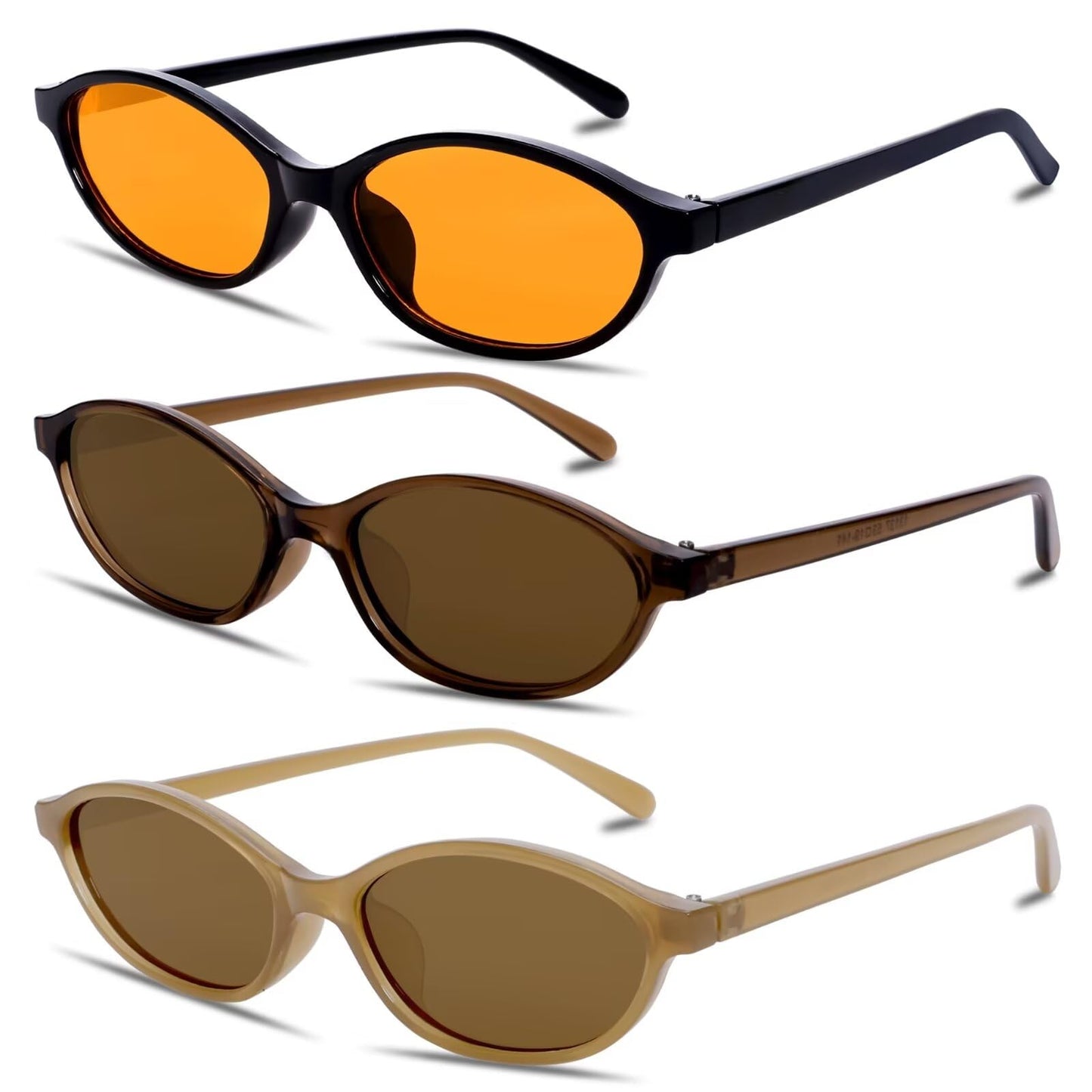 GUVIVI Retro Ovale Sonnenbrille für Damen Chic Cat Eye 90er Jahre Sonnenbrille Leichte Schmale Sonnenbrille Trendiger UV-Schutz Sonnenbrille