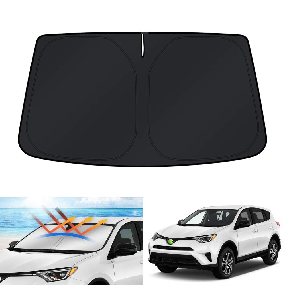 KUST Windshield Sun Shade for 2017-2026 Tesla Model Y/Model 3 Sunshade Accessories (Fit 2025-2026 Model Y Juniper / 2024 Model 3 Highland) Upgraded Foldable Sunshade, Blocks UV Rays Keep Car Cool