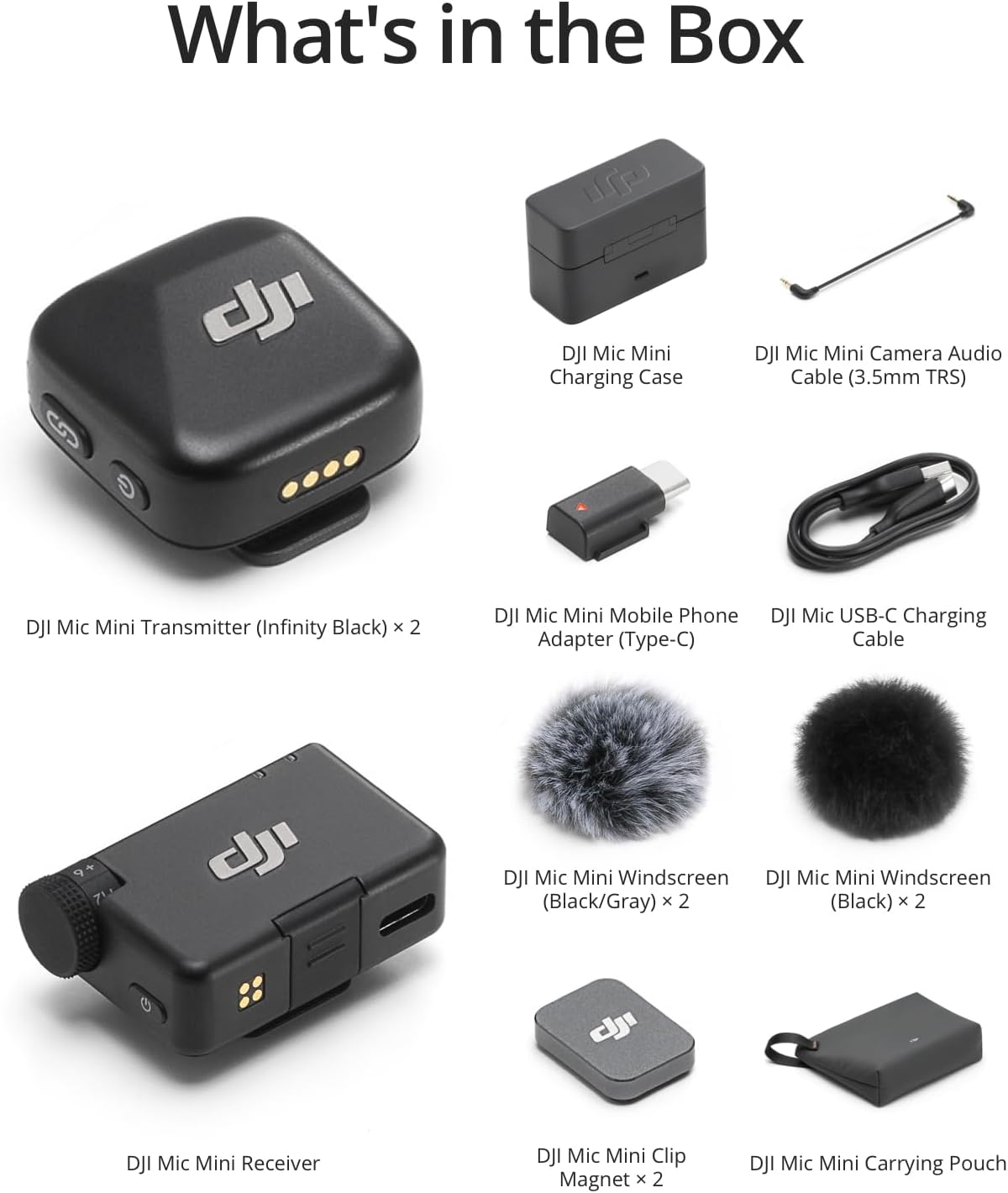 DJI Mic Mini (2 TX + 1 RX + Ladescase), Kabelloses Lavalier-Mikrofon für Kamera/iPhone/Android, Ultraleicht, Detailreicher Klang, 48h Nutzung, Geräuschunterdrückung, Automatische Begrenzung, Vlog, Streaming