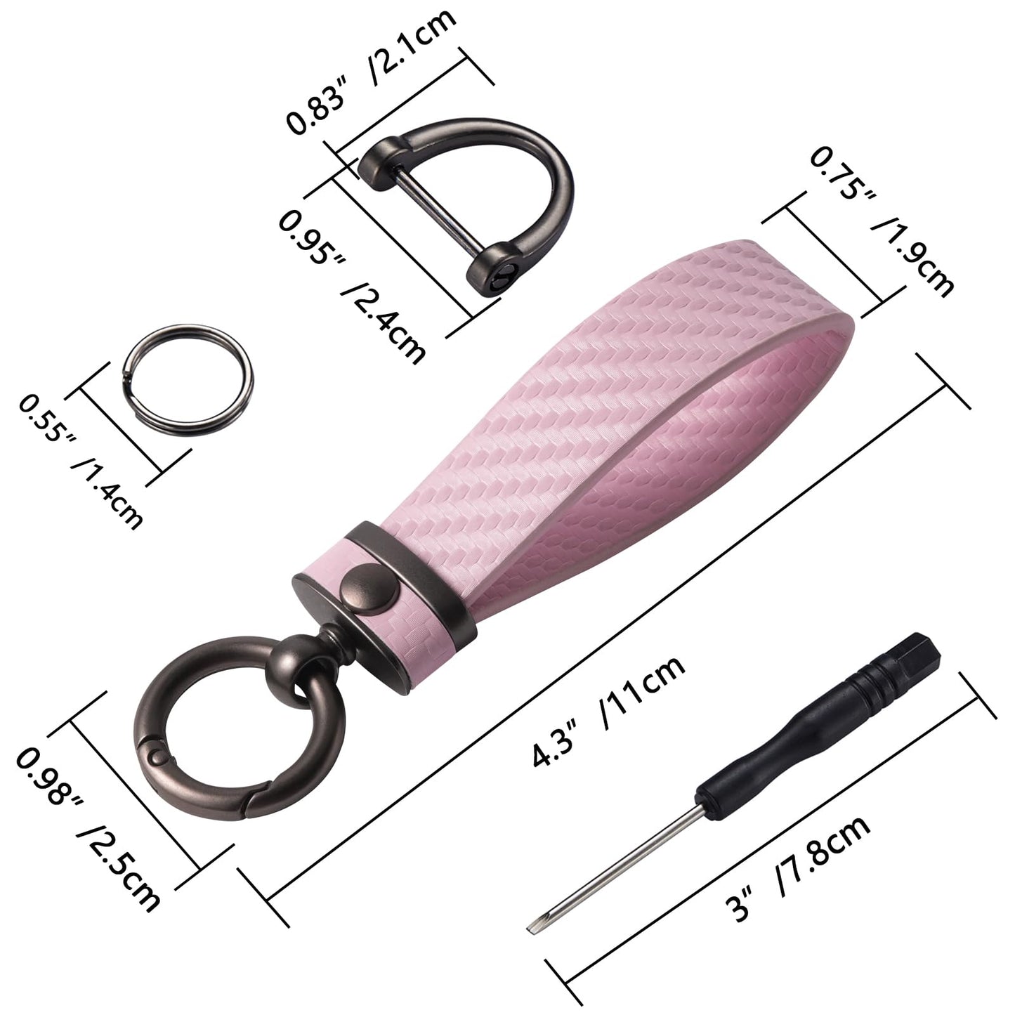 DEKEWEI Carbon Fiber Style Auto-Schlüsselanhänger aus Mikrofaser-Leder, universelle Schlüsselanhänger für Schlüssel-Fobs für Männer und Frauen, 360 Grad drehbar mit Anti-Verlust-D-Ring (Schwarz)