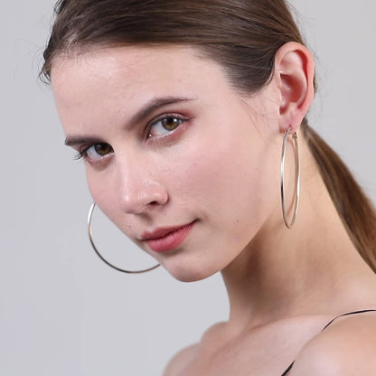 Große Gold Creolen für Frauen, Hypoallergene Dünne Gold Creolen, Sterling Silber Creolen für Damen, Extra Große, Mittelgroße, Große Creolen