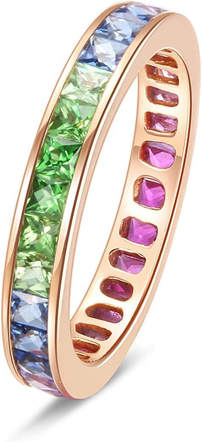 Aienid 18Ct Yellow Gold Engagement Rings Diamond 2.18Ct Blue Sapphire Grooved Diamond Engagement Ring for Her