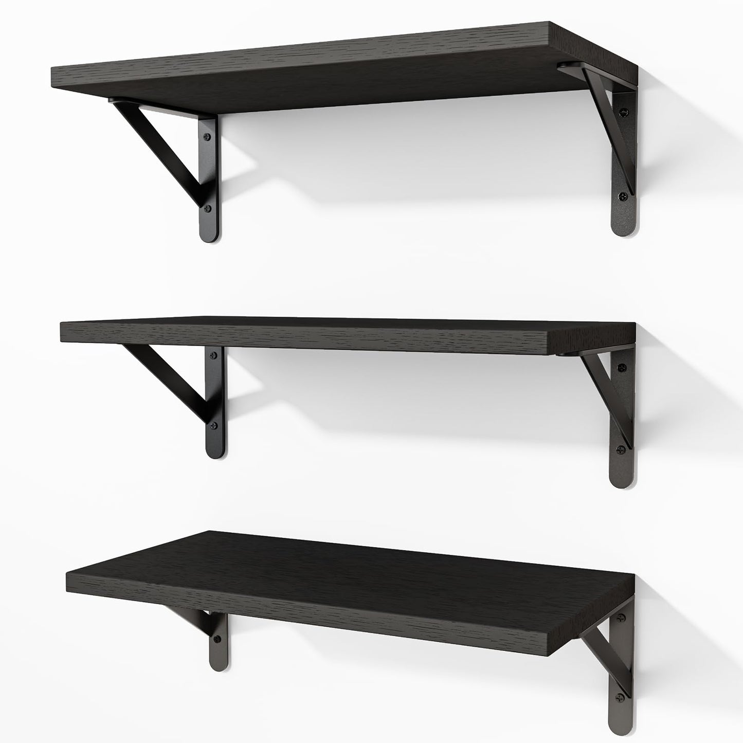 Fixwal Floating Shelves for Wall, Wood Wall Mounted Shelves for Bedroom, Bathroom, Living Room, Kitchen Storage and Decor(Brown, Set of 4, 16.5 Inch)