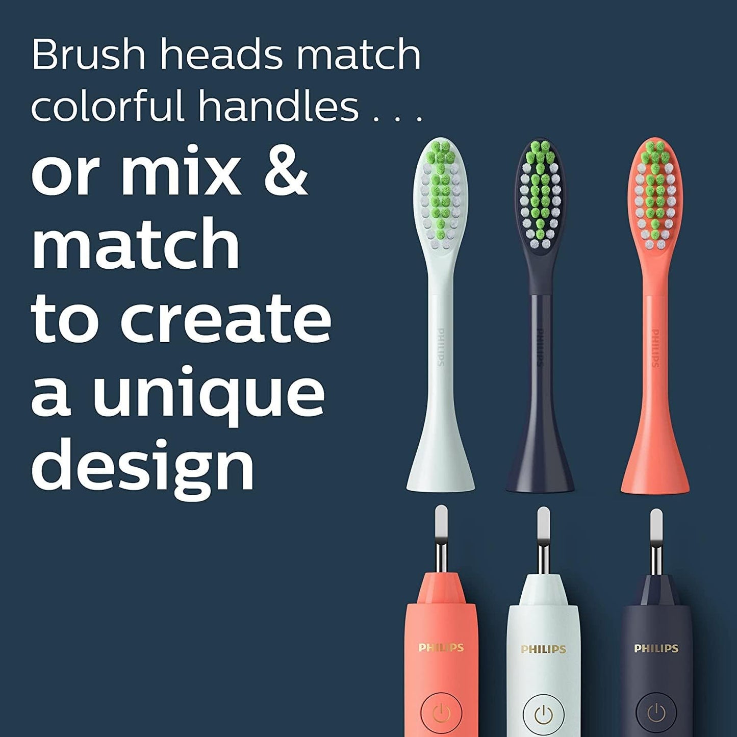 Philips One by Sonicare Ersatzbürstenköpfe, 2er-Pack, Schwarz, Kompatibel mit Philips One elektrische Zahnbürste, BH1022/06