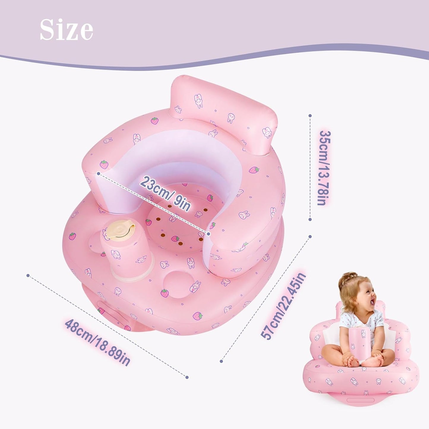 Aufblasbarer Babysitz, aufblasbarer Babystuhl für Babys ab 3 Monaten, aufblasbarer Sommerstuhl mit integrierter Luftpumpe, Baby-Bodensitz zum Sitzenlernen, Spielen, Campen, Orange