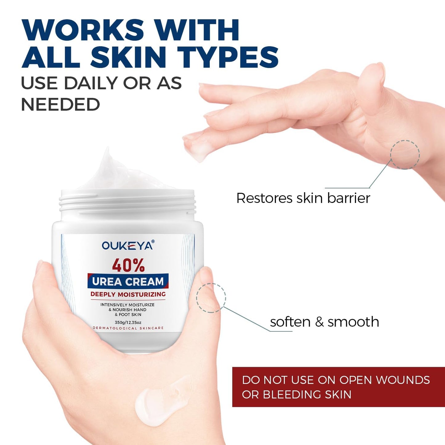 OUKEYA Urea Cream 40 Percent,Foot & Hand Cream for Dry Cracked,Urea Lotion for Feet Maximum Strength