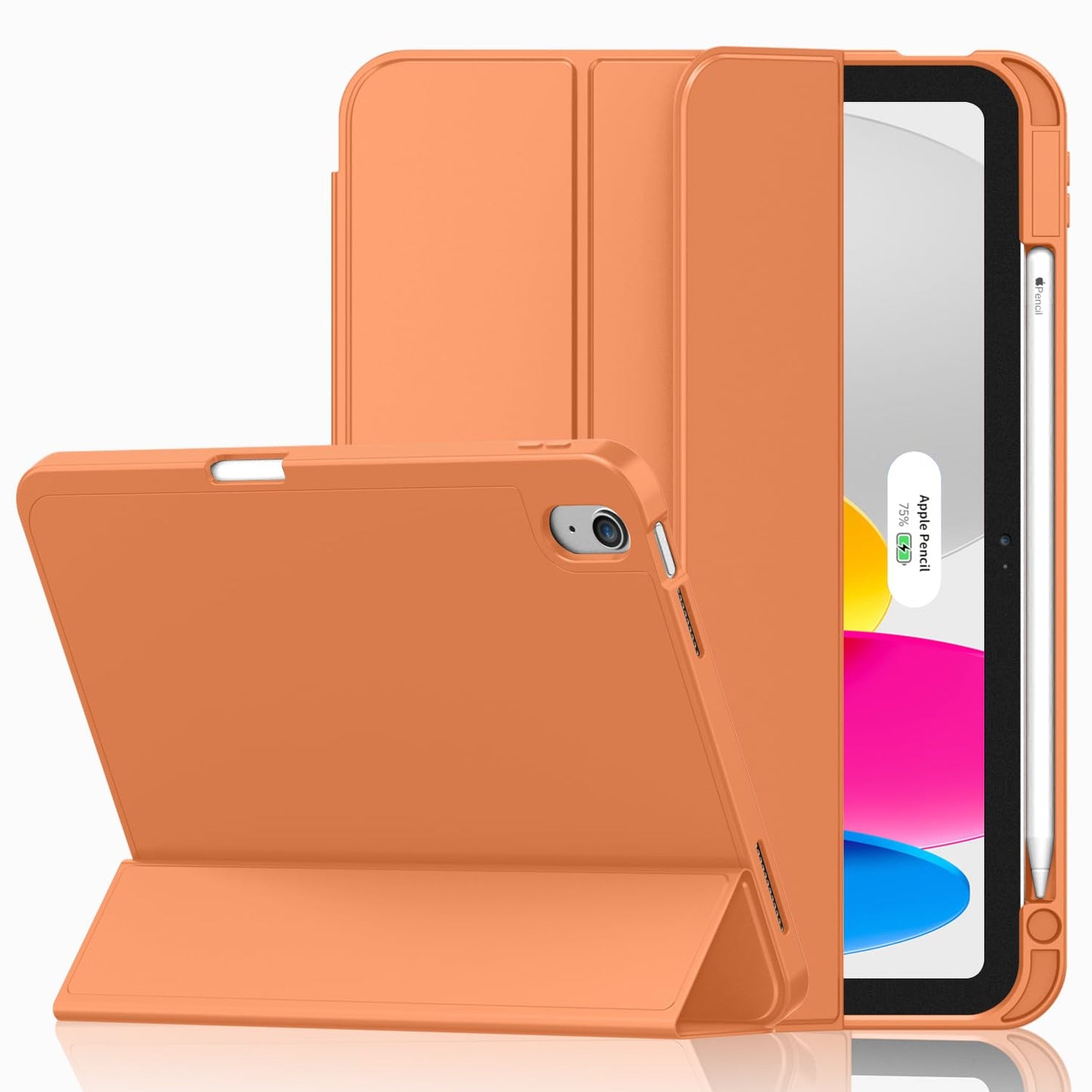 iMieet Case for iPad (A16)/iPad 10th Generation [11-Inch 2025/10.9 Inch 2022], Trifold Stand Smart Cover with Pencil Holder and Soft TPU Back, Supports Touch ID(Black)