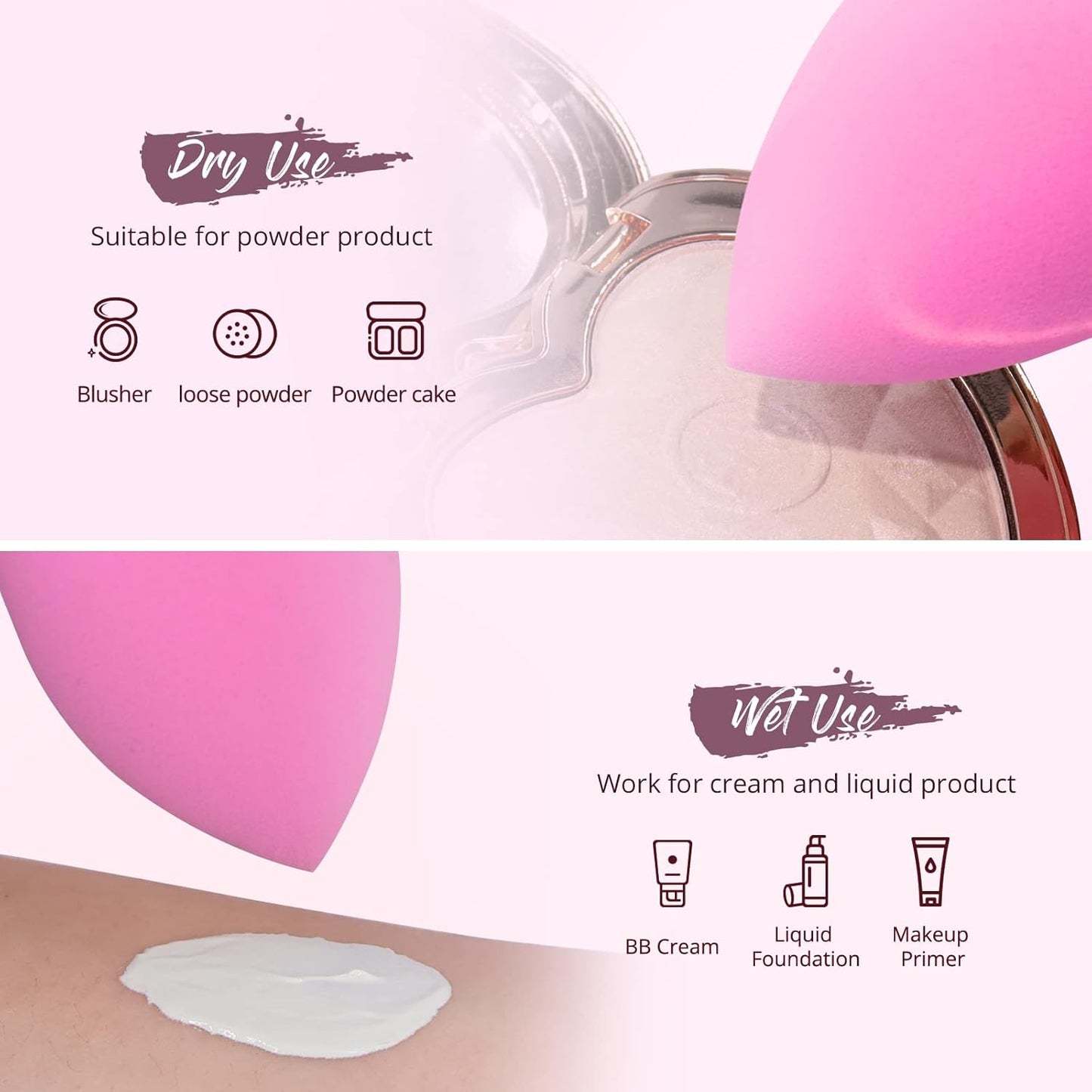BEAKEY Make-up-Schwamm-Set, 5 Stück, mikroporös, geringe Absorption, weiche, latexfreie Foundation-Beauty-Schwämme und -Blender für Puder-Creme