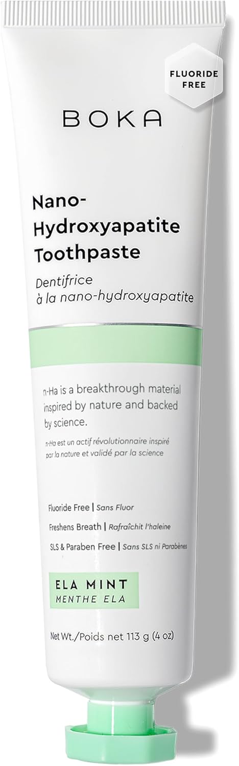 Boka Fluoride Free Toothpaste, Nano Hydroxyapatite Toothpaste, Appropriate for Sensitive Teeth - for Adult, Kids Oral Care - Ela Mint Flavor, 4 Fl Oz (113g) 1Pk
