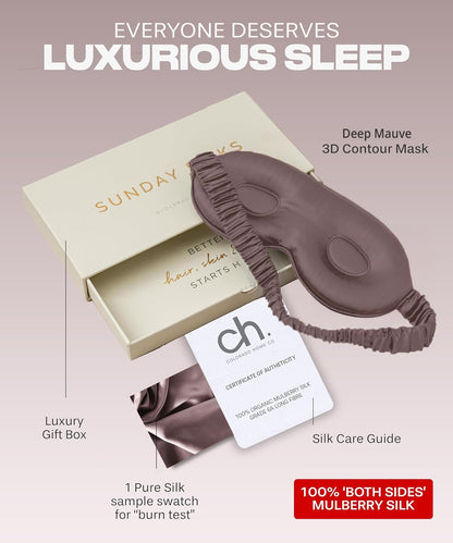 SUNDAYSILKS™ Exclusive Mulberry Silk Sleep Mask | Soft Eye Covers, Blackout Sleeping Mask for Women & Men | Silk Eye Mask for Sleep, Travel, and Relaxation | Antifaz para Dormir [Nude Champagne]