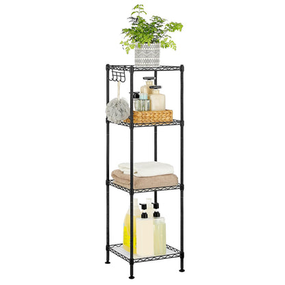 SONGMICS Storage Shelf, Small Metal Wire Shelving Unit, Adjustable Shelves, for Small Spaces, Garage, Bedroom, Living Room, Kitchen, Pantry, 5 Tier, 11.8 x 11.8 x 47.6 Inches, Ink Black ULGR123BH01